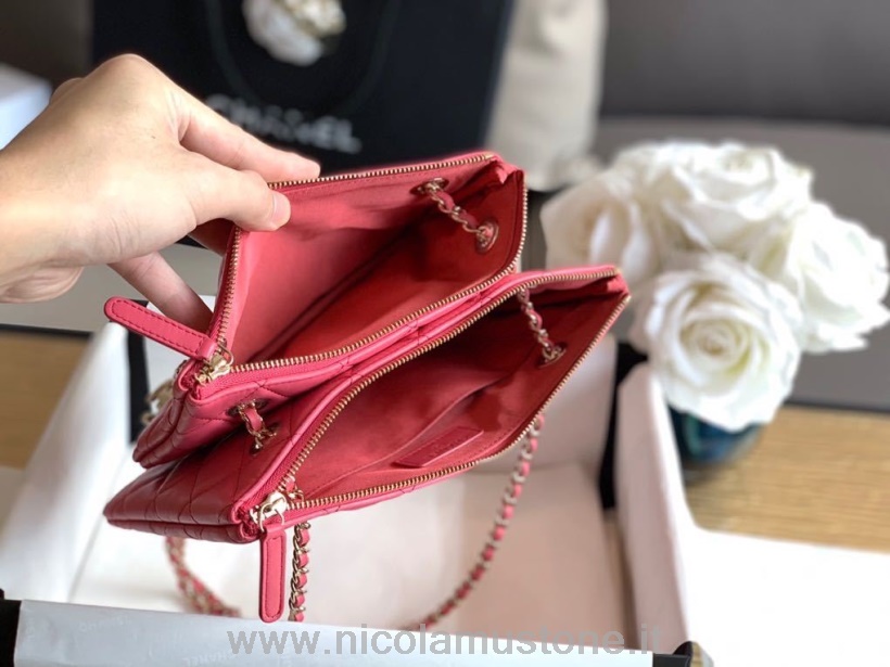 Original Qualität Chanel Doppeltasche Taschen Mit Riemen 28 Cm Lammleder Leder Gold Hardware Cruise Kollektion 2020 Ap1073 Pink