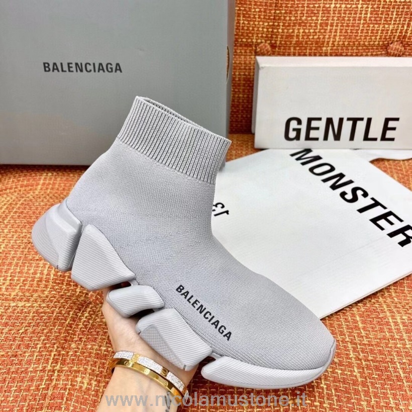 Balenciaga Speed 20 Knit Socke Sneakers Frühjahr/sommer 2021 Kollektion Grau In Originalqualität
