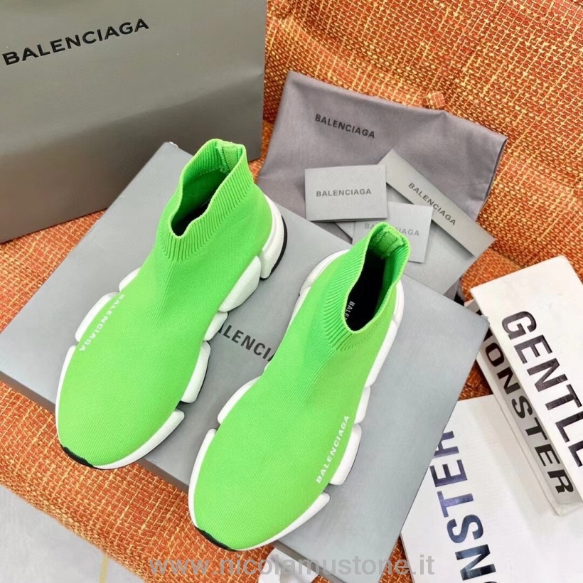 Balenciaga Speed 20 Knit Socken Turnschuhe Frühjahr/sommer 2021 Kollektion Limettengrün In Originalqualität