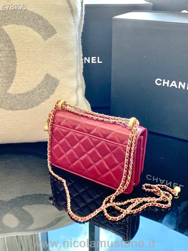 Originalqualität Chanel Miniatur-Überschlagtasche 20 Cm As2615 Kalbsleder Goldene Hardware Kollektion Frühjahr/Sommer 2021 Burgund