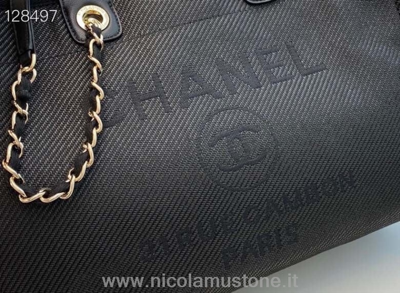 Original Qualität Chanel Deauville Tote 40 Cm Canvas Tasche A066941 Kollektion Herbst/winter 2020 Schwarz