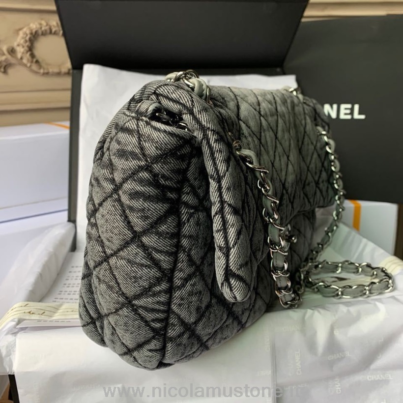 Original Qualität Chanel Denim Umschlagtasche 32cm Lammleder Kreuzfahrt Saisonkollektion 2020 Schwarz