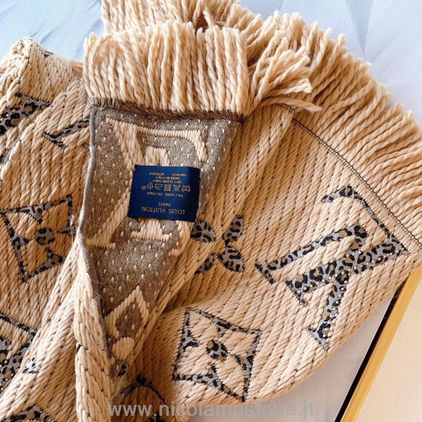 Original Qualität Louis Vuitton Monogram Giant Jungle Logomania Schal Aus Wolle/Seide 180 Cm Herbst/Winter Kollektion 2019 M75884 Beige
