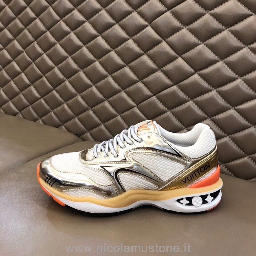Original Qualität Louis Vuitton Trail Low-Top Herren Sneakers Herbst/Winter 2020 Kollektion Gold/Weiß/Orange