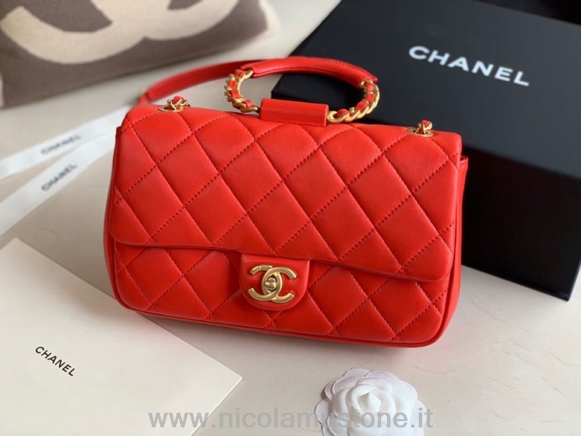 Original Qualität Chanel Tasche Mit Rundem Henkel 20cm Lammleder Frühling/sommer 2020 Akt 1 Kollektion Rot