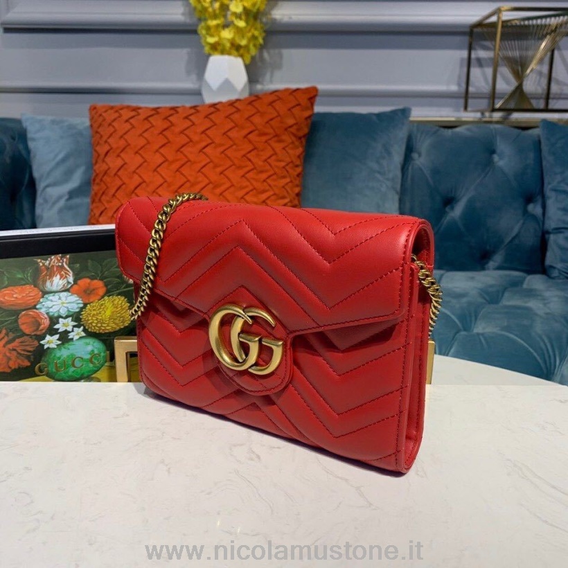 Gucci Gg Marmont Woc Umhängetasche 20cm Kalbsleder Kollektion Herbst/winter 2019 In Original Qualität Rot