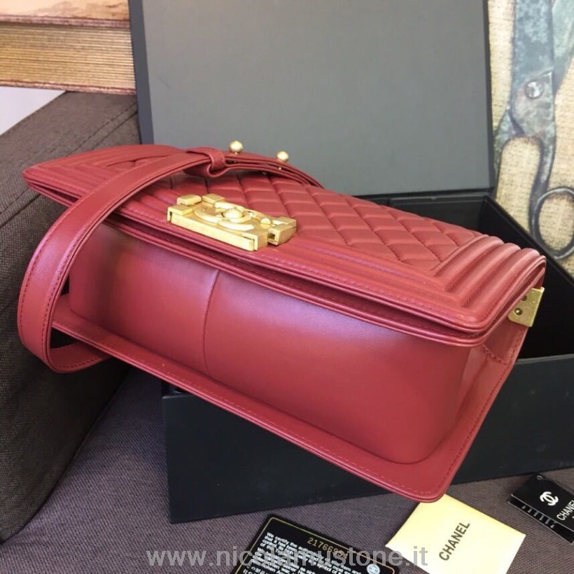 Original Qualität Chanel Leboy Tasche 25cm Lammleder Gold Hardware Frühjahr/sommer 2018 Akt 1 Kollektion Bordeaux