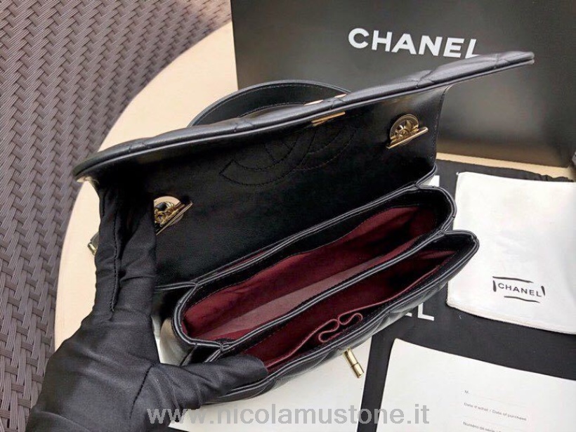 Original Qualität Chanel Trendy Cc Top Handle Bag 25cm Kalbsleder Gold Hardware Frühjahr/sommer 2019 Akt 1 Kollektion Schwarz/bordeaux