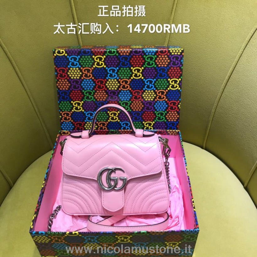 Original Qualität Gucci GG Marmont Mini Top Handle Bag 24cm 547260 Frühjahr/Sommer 2020 Kollektion Pastellrosa