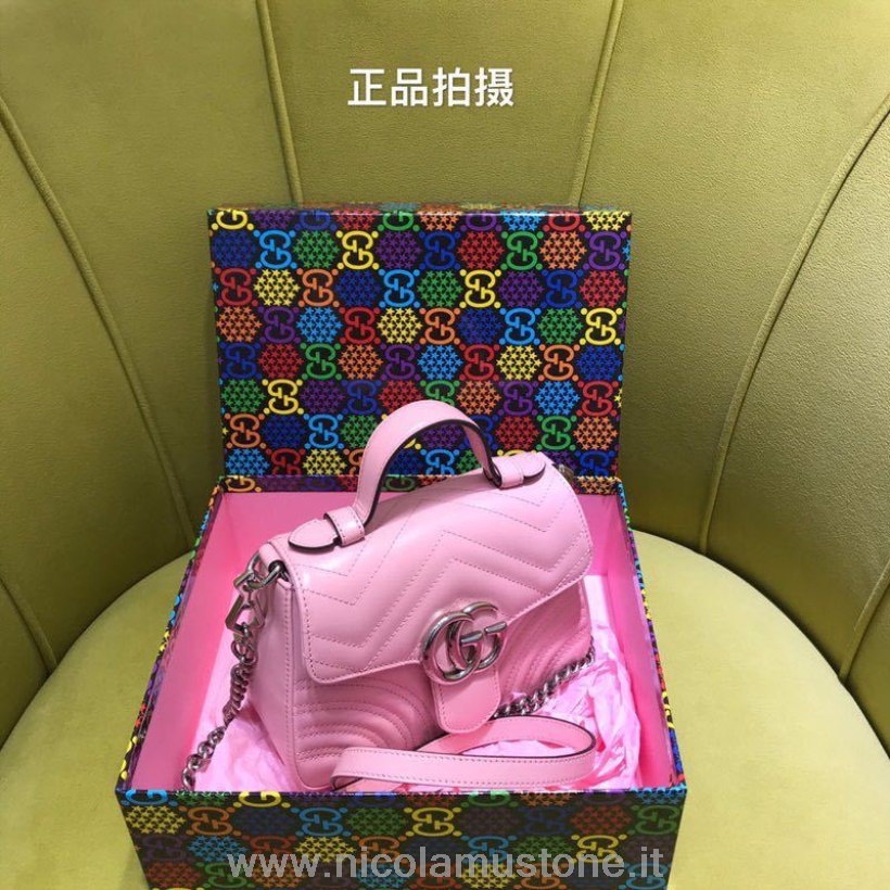 Original Qualität Gucci GG Marmont Mini Top Handle Bag 24cm 547260 Frühjahr/Sommer 2020 Kollektion Pastellrosa