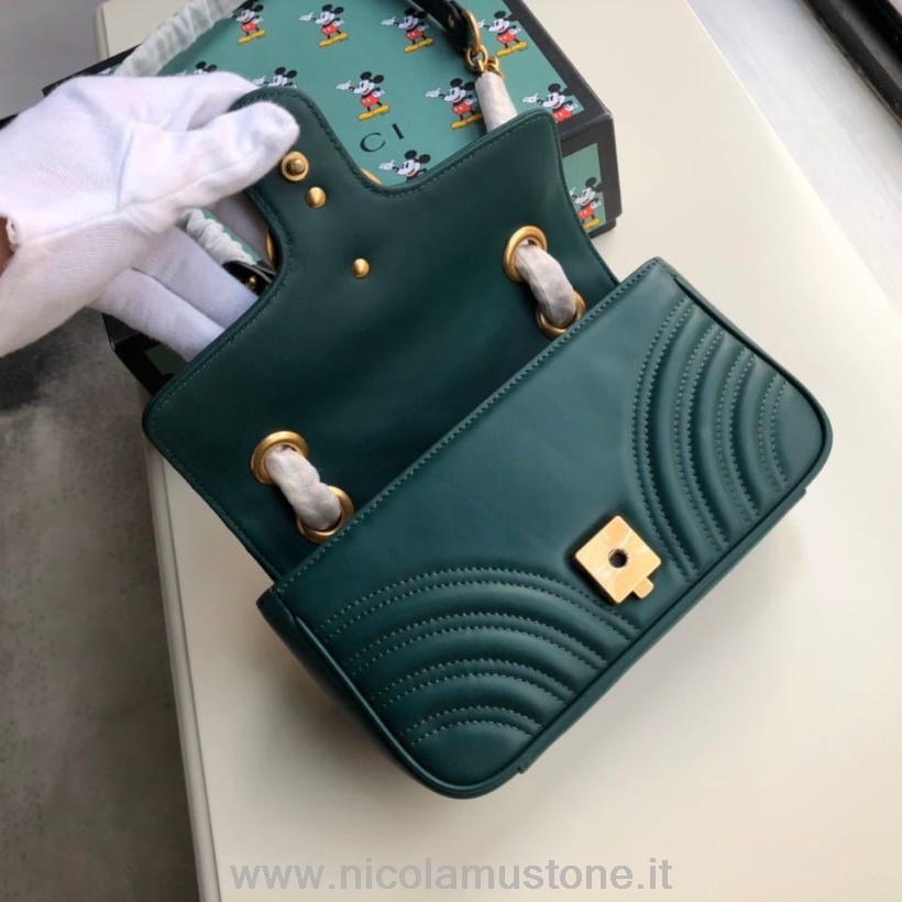Original Qualität Gucci Marmont Umhängetasche 23cm 446744 Kalbsleder Frühjahr/Sommer 2020 Kollektion Grün