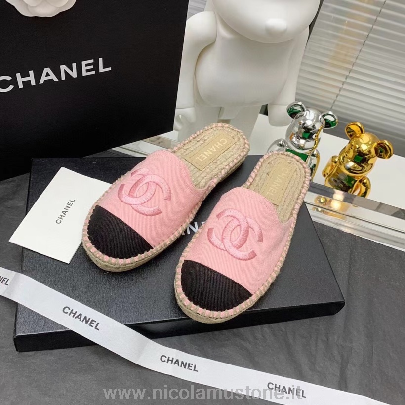 Original Qualität Chanel Espadrille Pantoletten Canvas/Lammleder Herbst/Winter 2021 Kollektion Pink