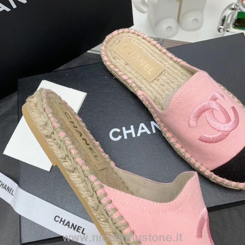 Original Qualität Chanel Espadrille Pantoletten Canvas/Lammleder Herbst/Winter 2021 Kollektion Pink