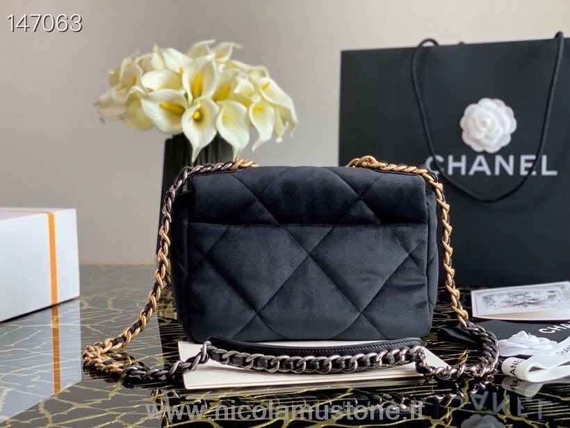 Original Qualität Chanel 19 Samtklappe Tasche 26 Cm Schafsleder Kollektion Herbst/winter 2020 Schwarz