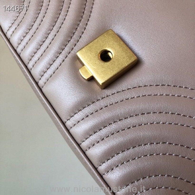 Original Qualität Gucci Top Handle Marmont Tasche 22cm Kalbsleder Beige