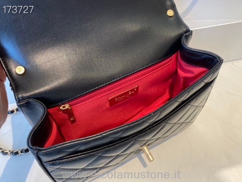 Chanel-Überschlagtasche In Originalqualität 24 Cm As0970 Lammleder Lack-Hardware Kreuzfahrtsaisonkollektion 2021 Schwarz
