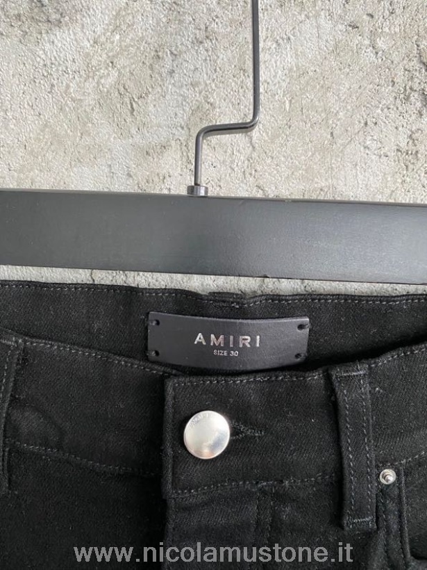 Original Qualität Amiri Cross Bones Applique Denim Jeans Frühjahr/sommer Kollektion 2022 Schwarz