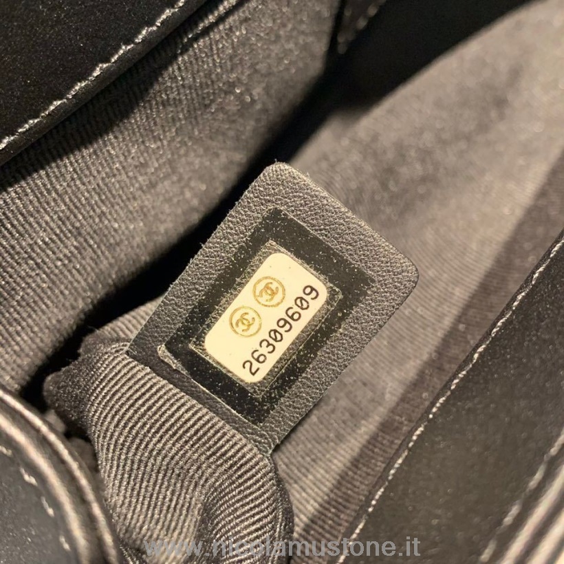 Original Qualität Chanel Chevron Boy Bag 25cm Lammleder Antik Gold Hardware Herbst/winter 2019 Akt 1 Kollektion Schwarz