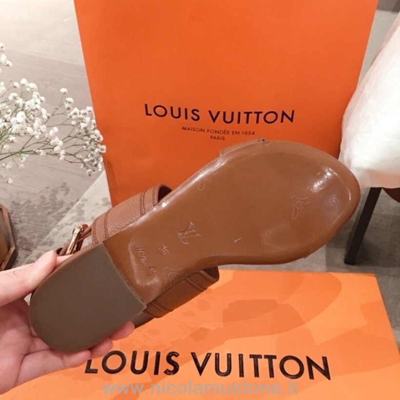 Louis Vuitton Lv Lock It Sandalen Frühjahr/sommer 2020 Kollektion Tan In Originalqualität