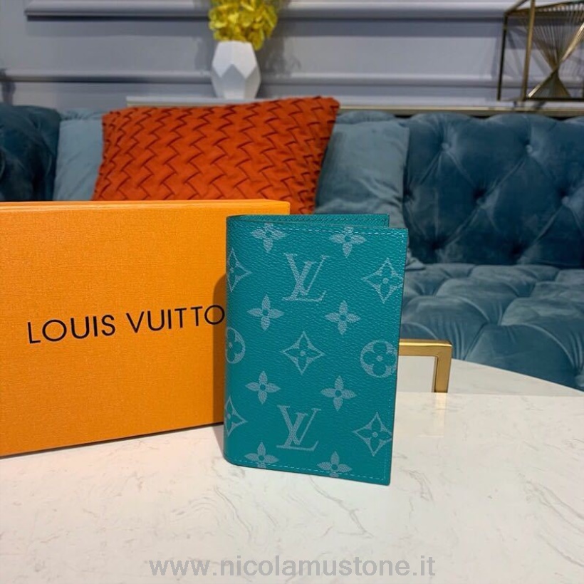 Original Qualität Louis Vuitton Passhülle 15 Cm Monogram Canvas Frühjahr/sommer Kollektion 2019 M64501 Türkis