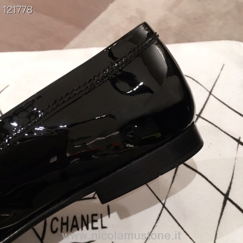 Original Qualität Chanel Loafer Lack Kalbsleder Kollektion Herbst/winter 2020 Schwarz