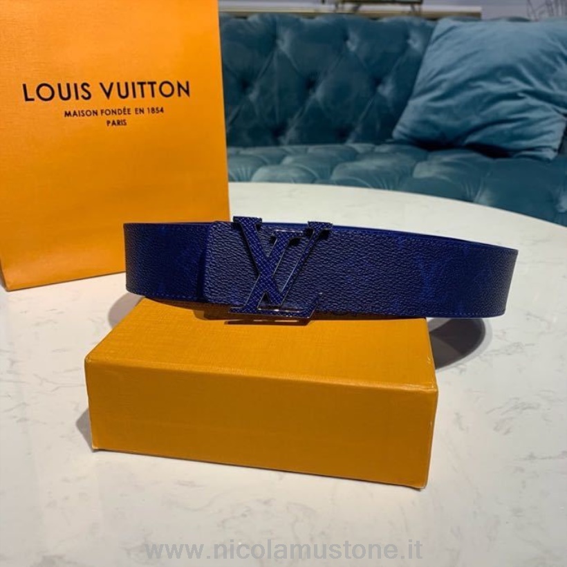 Originalqualität Louis Vuitton Iconic 30 Wendegürtel Monogram Geant Canvas Frühjahr/Sommer 2020 Kollektion M0160t Marineblau
