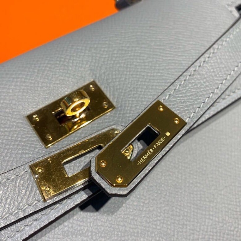 Hermes Kelly 25cm Epsom-Tasche In Originalqualität Halbhandgenähte Goldene Hardware Blaues Lin