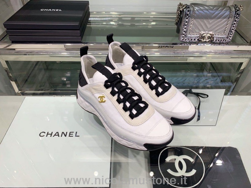 Original Qualität Chanel Sockenstrick Sneaker Kalbsleder Kollektion Herbst/winter 2019 Weiß/schwarz