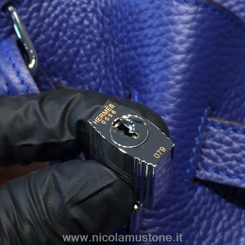 Hermes So Original Qualität Kelly Bag 26cm Togo Kalbsleder Tasche Palladium Hardware Handgenäht Blau Electric