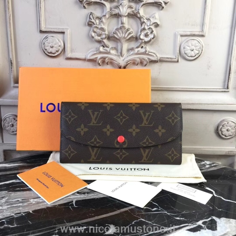 Original Qualität Louis Vuitton Emilie Brieftasche Monogram Canvas Frühjahr/sommer Kollektion 2018 M60698 Coquelicot