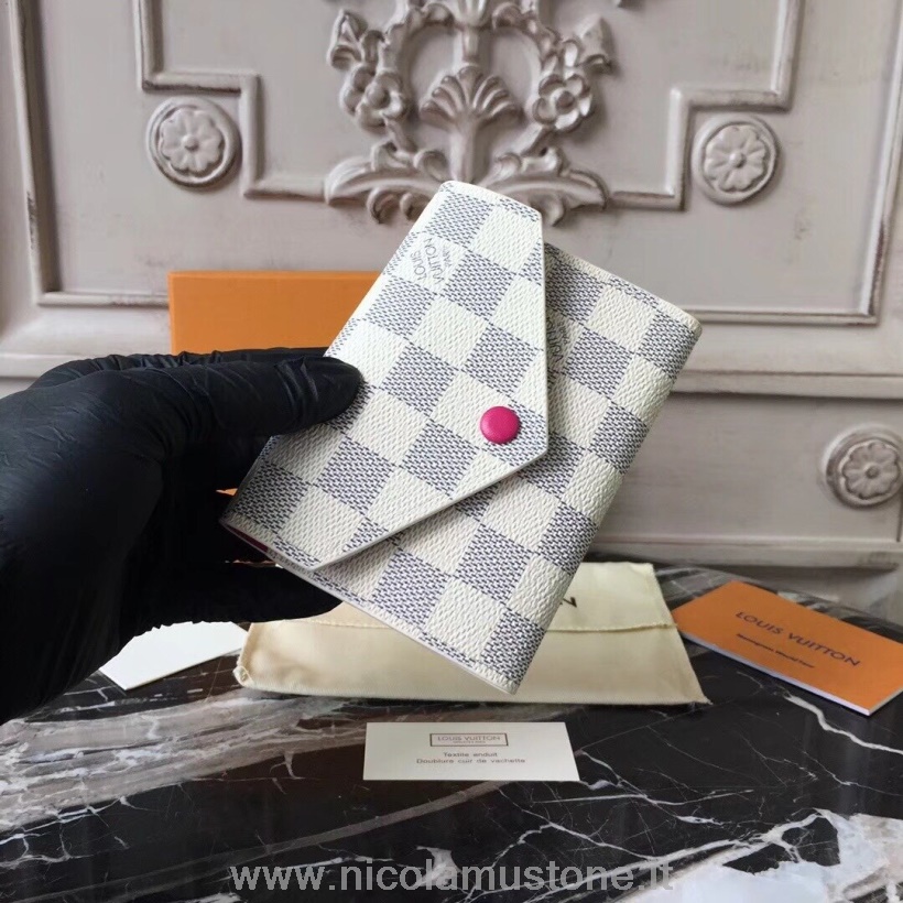 Original Qualität Louis Vuitton Victorine Brieftasche Damier Azur Canvas Frühjahr/sommer 2018 Kollektion N64022 Fuchsia