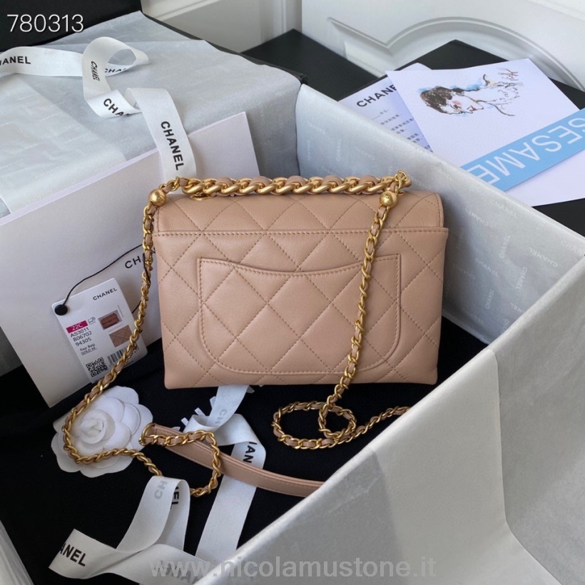 Chanel-Überschlagtasche In Originalqualität 22 Cm As3011 Goldene Hardware Kalbsleder Herbst-/Winterkollektion 2021 Pfirsich