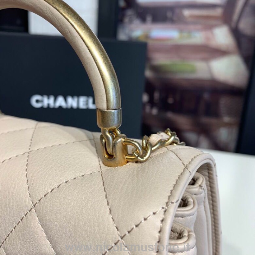 Original Qualität Chanel Gold Top Handle Bag 20cm Gold Hardware Lammleder Feder/sommer Act 2 Kollektion 2019 Nude