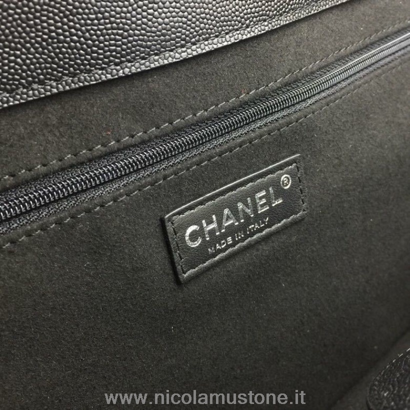 Original Qualität Chanel Nieten Besetzte Deauville Mittelgroße Tasche 33 Cm Kalbsleder Gold Hardware Frühjahr/sommer 2018 Akt 1 Kollektion Schwarz
