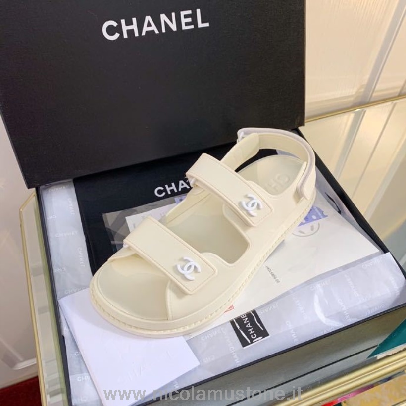 Original Qualität Chanel Pvc Dad Sandalen Mit Klettverschluss Frühjahr/sommer Kollektion 2020 Weiß