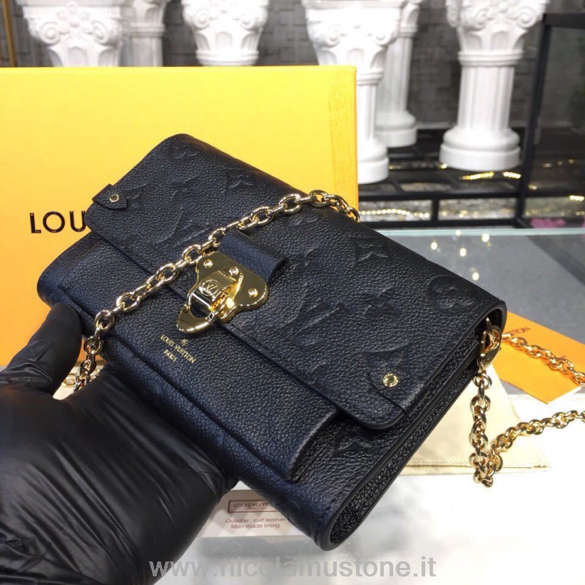 Original Qualität Louis Vuitton Kette Brieftasche Tasche Monogram Empreinte Leder Canvas Kollektion Herbst/winter 2018 M63399 Noir