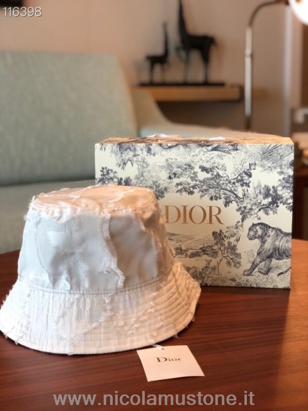 Christian Dior Camouflage Bucket Hat Frühjahr/Sommer 2020 Kollektion In Originalqualität Weiß