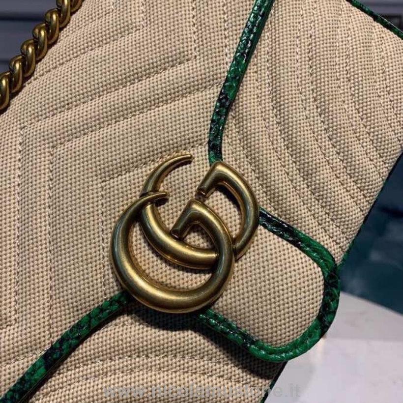 Original Qualität Gucci GG Marmont Umhängetasche Aus Baststroh 26 Cm 443497 Pre-Fall/Winter 2019 Kollektion Grün/Beige