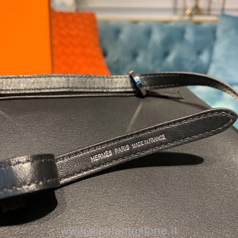 Original Qualität Hermes Kelly Danse Bag 25cm Palladium Hardware Swift Leather Semi-handgenähtes Noir