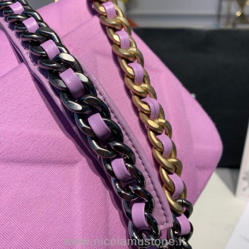 Original Qualität Chanel 19 Umhängetasche Mit Klappe 18 Cm Jersey/lammleder Gold Hardware Cruise 2019 Klassische Kollektion Lavendel