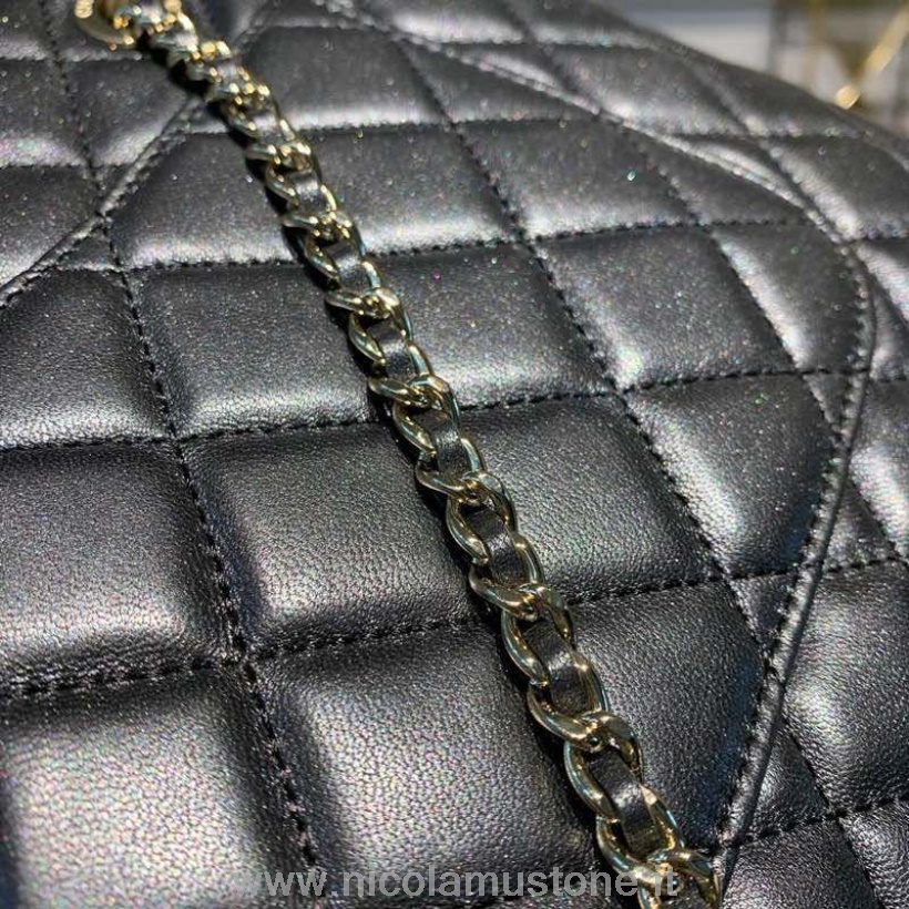 Original Qualität Chanel Doppeltasche Taschen Mit Riemen 28 Cm Lammleder Gold Hardware Cruise Saisonale Kollektion 2020 Ap1073 Schwarz