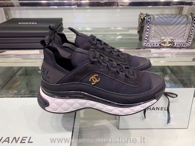 Original Qualität Chanel Sockenstrick Sneaker Kalbsleder Kollektion Herbst/winter 2019 Schwarz