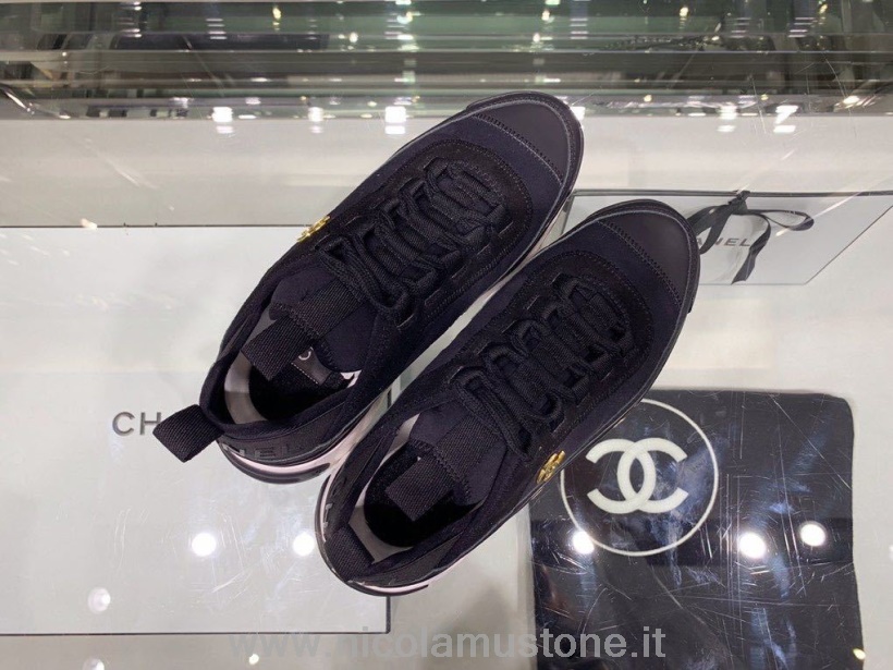 Original Qualität Chanel Sockenstrick Sneaker Kalbsleder Kollektion Herbst/winter 2019 Schwarz