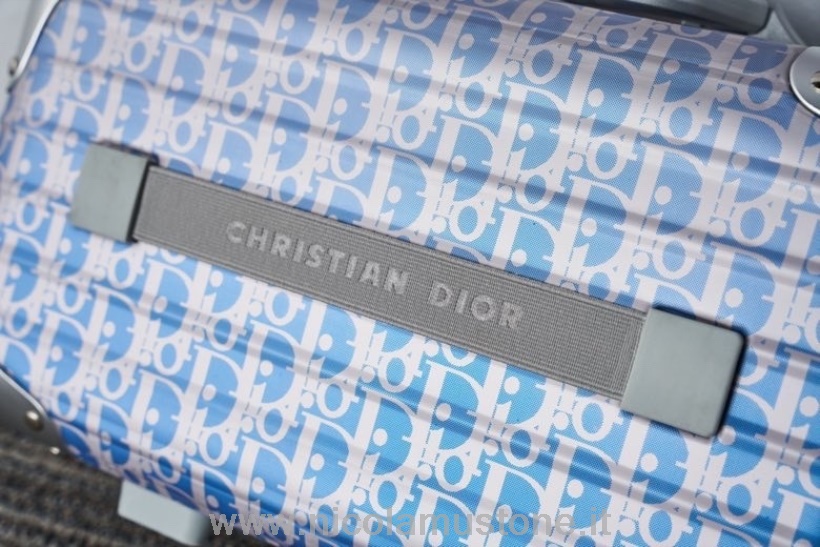 Original Qualität Christian Dior X Rimowa Schräge Handtasche 36cm Aluminium Kollektion Frühjahr/sommer 2021 Blau