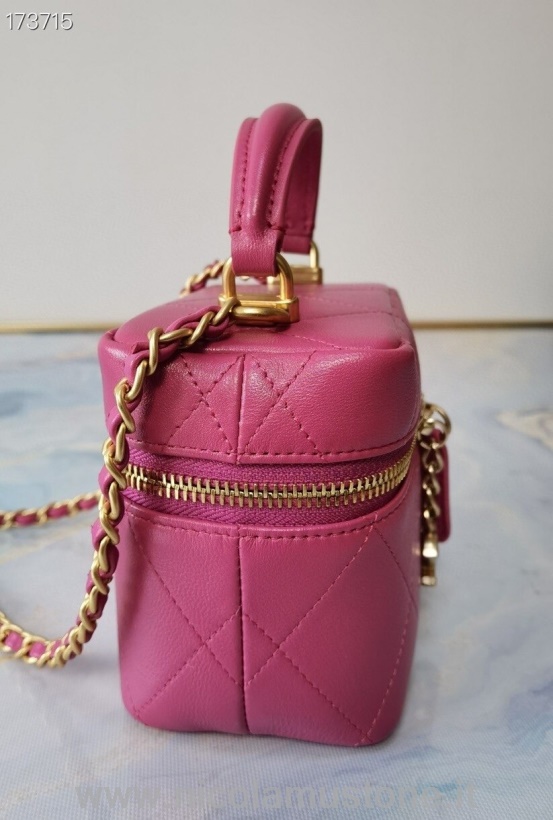 Chanel Miniatur-Kosmetiktasche In Originalqualität 14 Cm Lammleder Goldene Hardware Kollektion Frühjahr/Sommer 2021 Pink