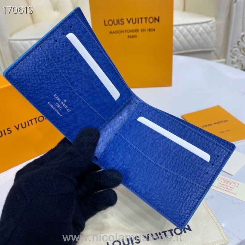 Louis Vuitton Slender ID Wallet In Originaler Qualität 12 Cm Damier Graphite Canvas Frühjahr/Sommer 2020 Kollektion N64033 Schwarz/Blau