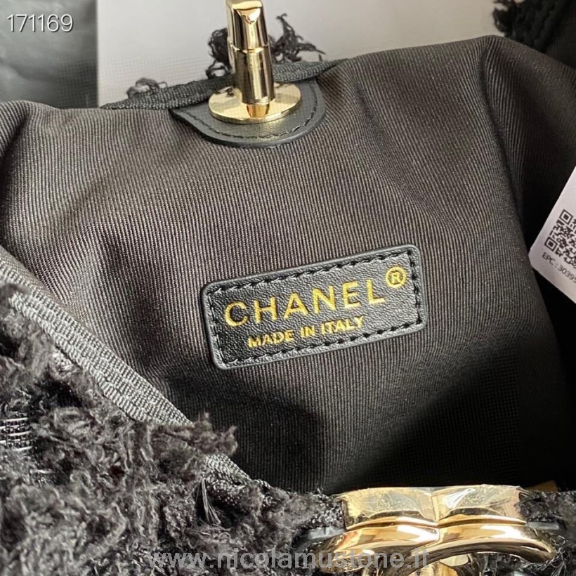 Original Qualität Chanel Tweed Kalbsleder Hobo Bag 40cm Gold Hardware Kollektion Herbst/winter 2020 Schwarz