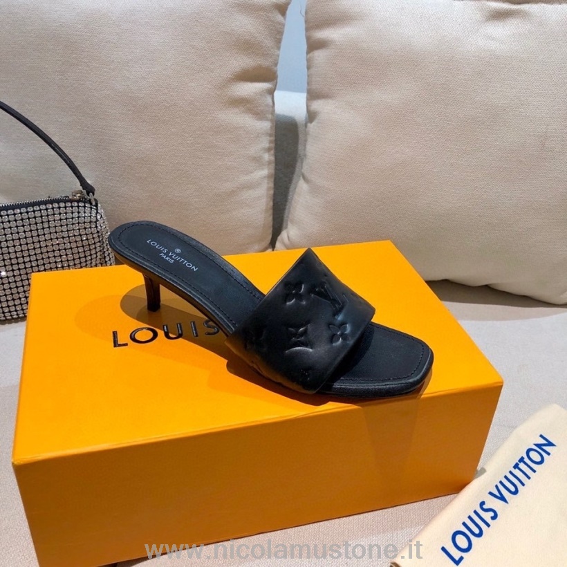 Original Qualität Louis Vuitton Revival Mule Sandalen Lammleder Kollektion Frühjahr/sommer 2021 Schwarz