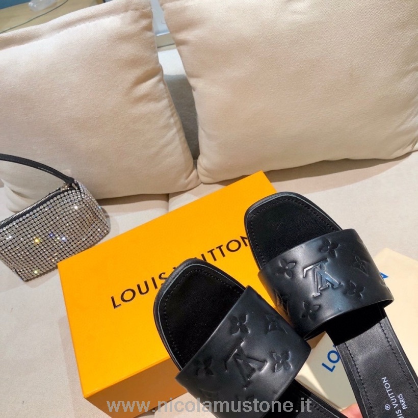 Original Qualität Louis Vuitton Revival Mule Sandalen Lammleder Kollektion Frühjahr/sommer 2021 Schwarz
