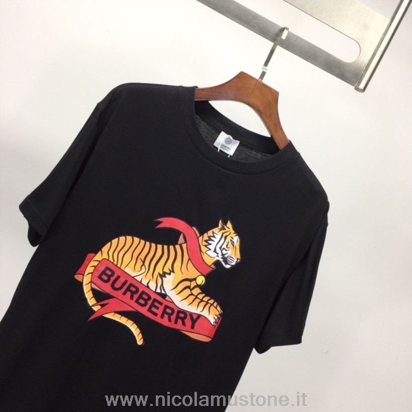 Original Qualität Burberry Lunar Year Tiger Kurzarm T-Shirt Frühjahr/Sommer 2022 Kollektion Schwarz